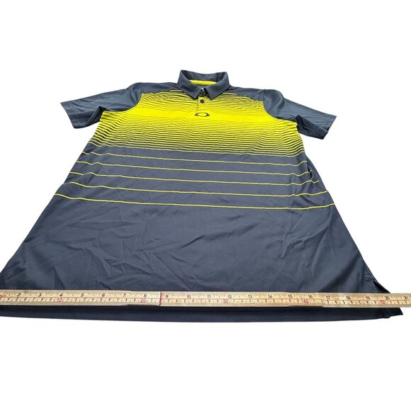 Oakley Mens Hydrolix Polo Shirt S Yellow & Navy Striped Regular Fit Short Sleeve - Picture 6 of 10
